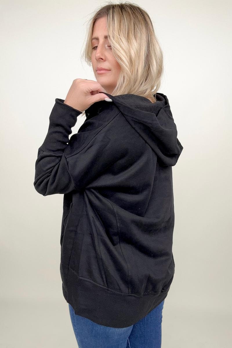 Batwing Sleeve Buttoned Hoodie with Pockets