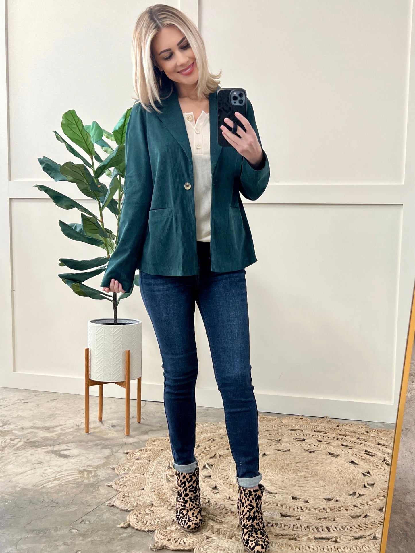 The Office Corduroy Blazer In Deep Green