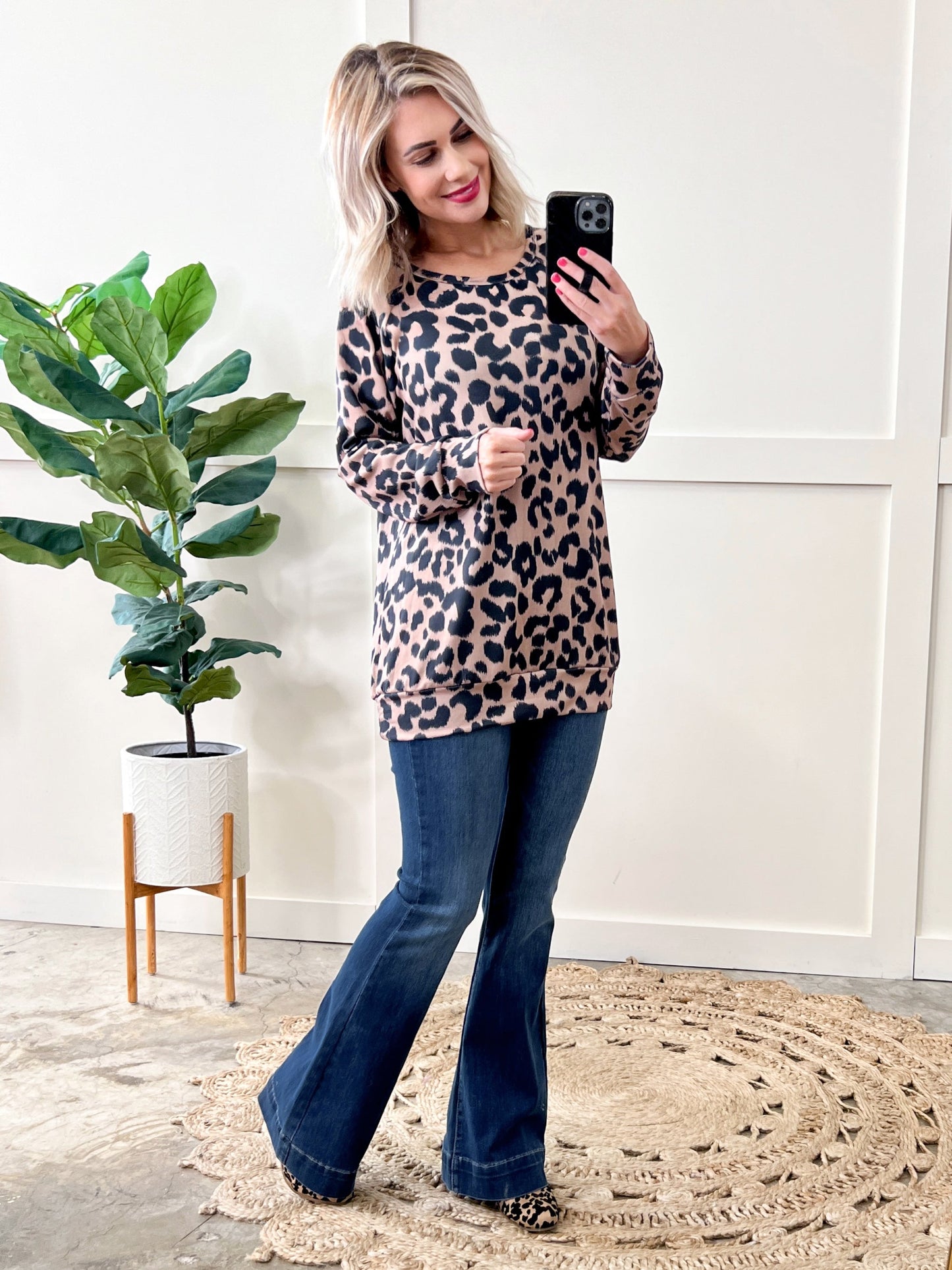 Mocha Animal Print Tunic Top