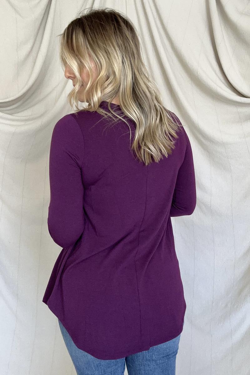 Zenana Long Sleeve Round Neck Round Hem Top