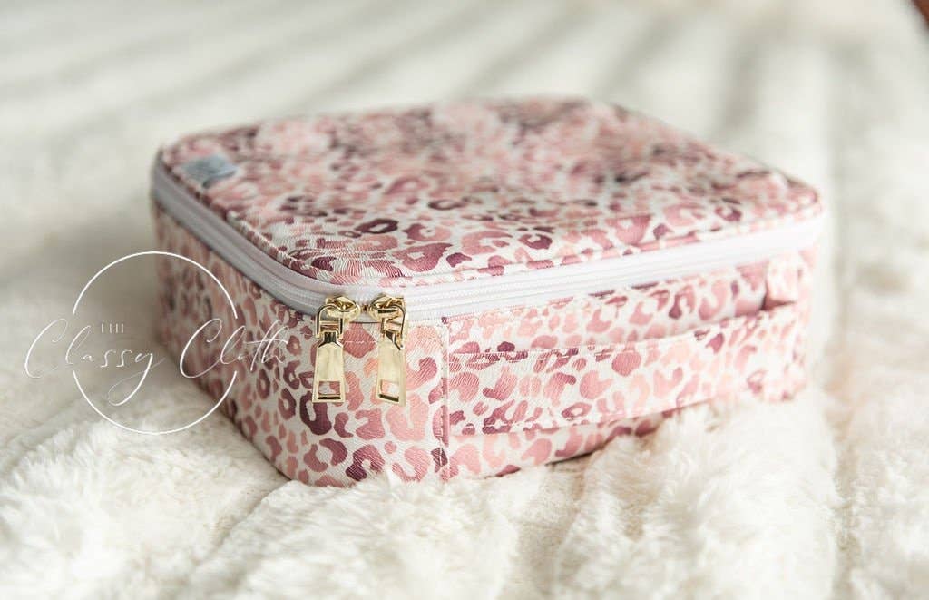 The Classy Cloth - Mega Makeup Case - Rose Gold Leopard RTS