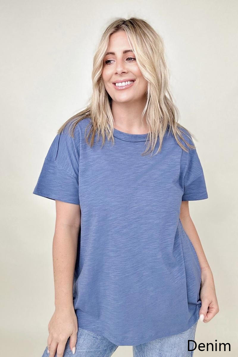 Cotton Bleu Washed Cotton Slub Tee Shirt