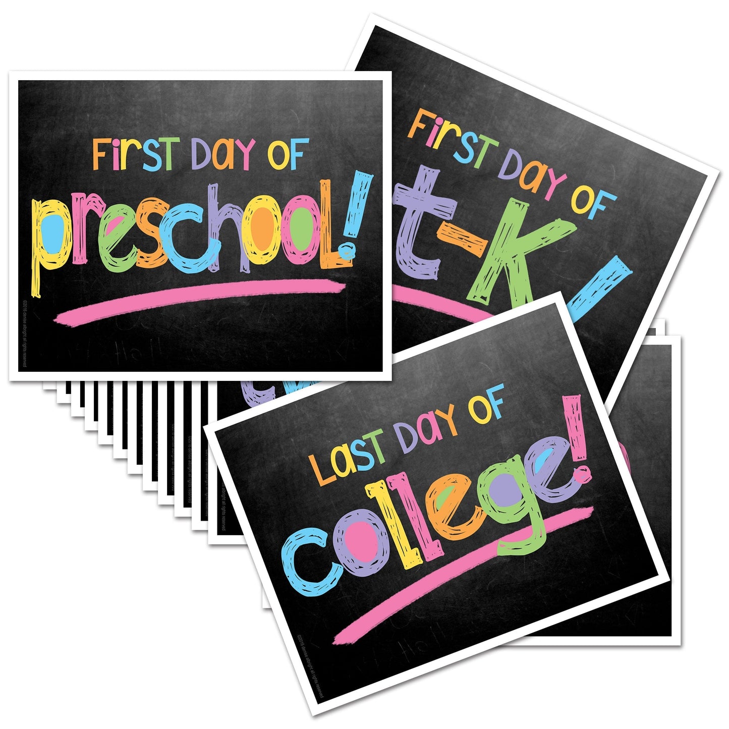 First & Last Day of School Signs | Photo Prop Deck | 17 Grades | (4) Styles