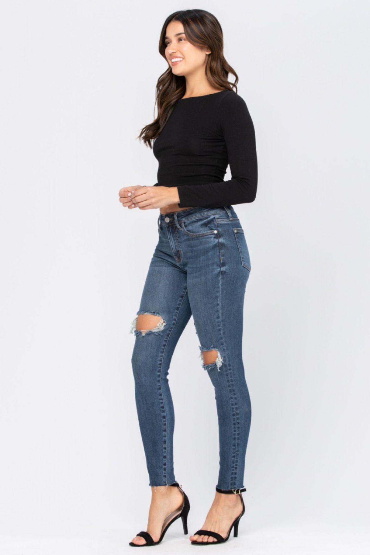 Judy Blue Full Size Destroyed Knee High Waist Skinny Jeans