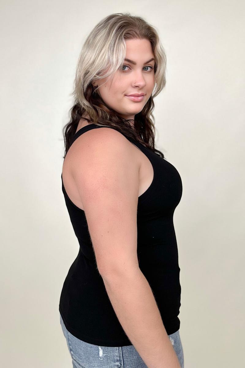 FawnFit Slim Fit High Neck Ribbed Tank Top With Built-In Bra