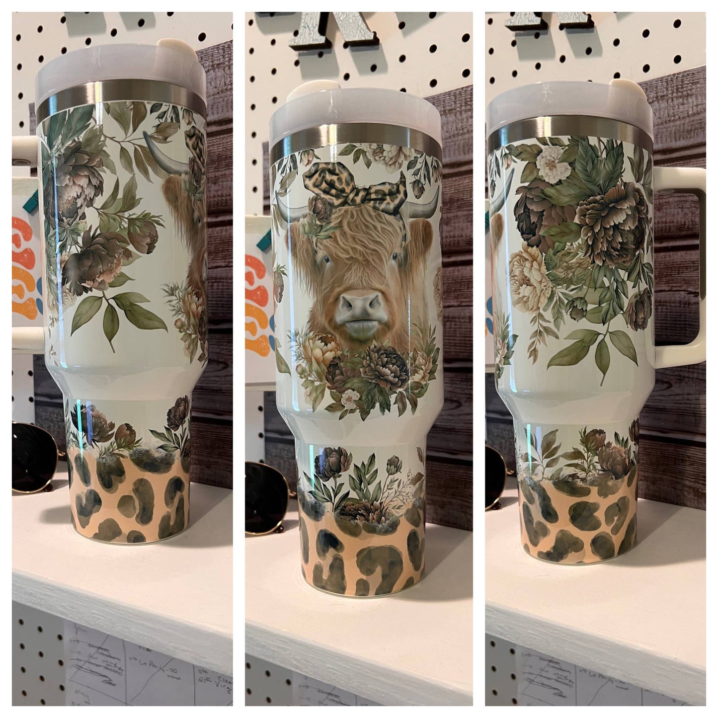 40oz Cup with Handle, Leopard and Cows