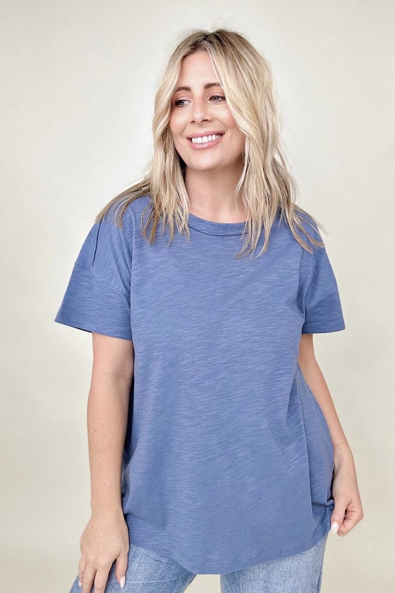 Cotton Bleu Washed Cotton Slub Tee Shirt