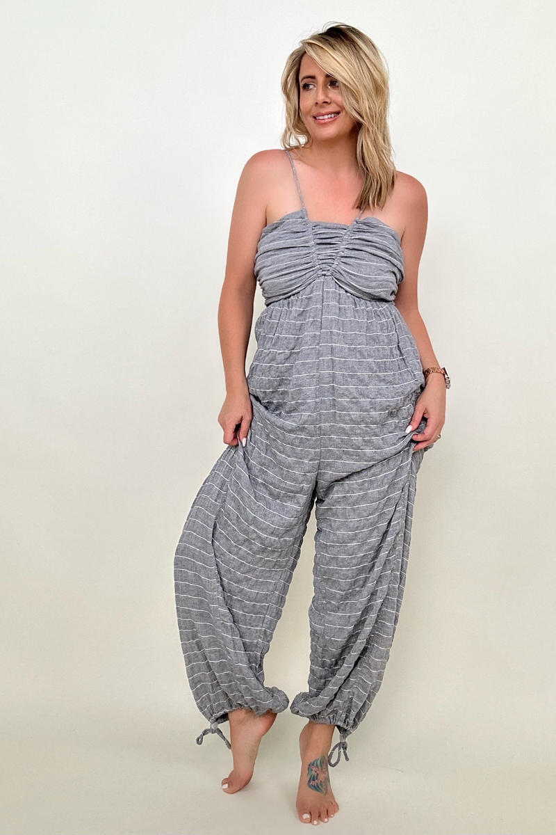 White Birch Sleeveless Halter Tie Back Woven Jumpsuit