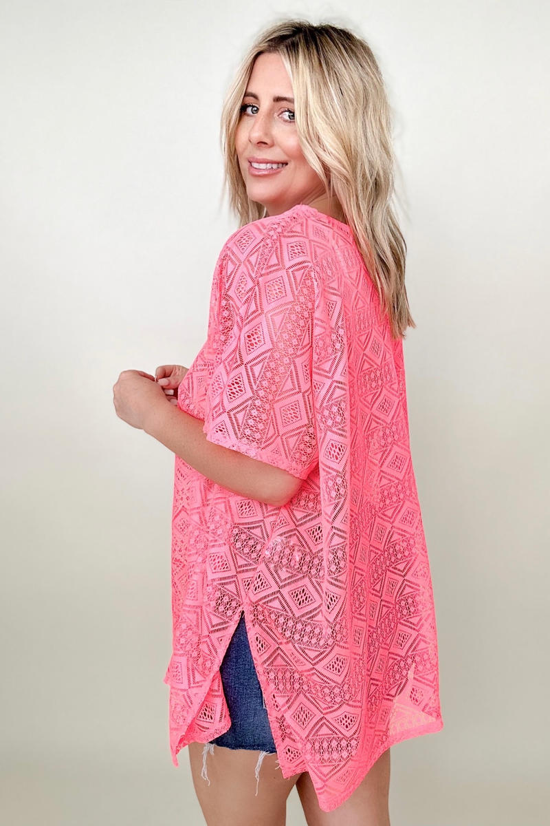 Cotton Bleu Lace V Neck Drop Shoulder Oversize Top