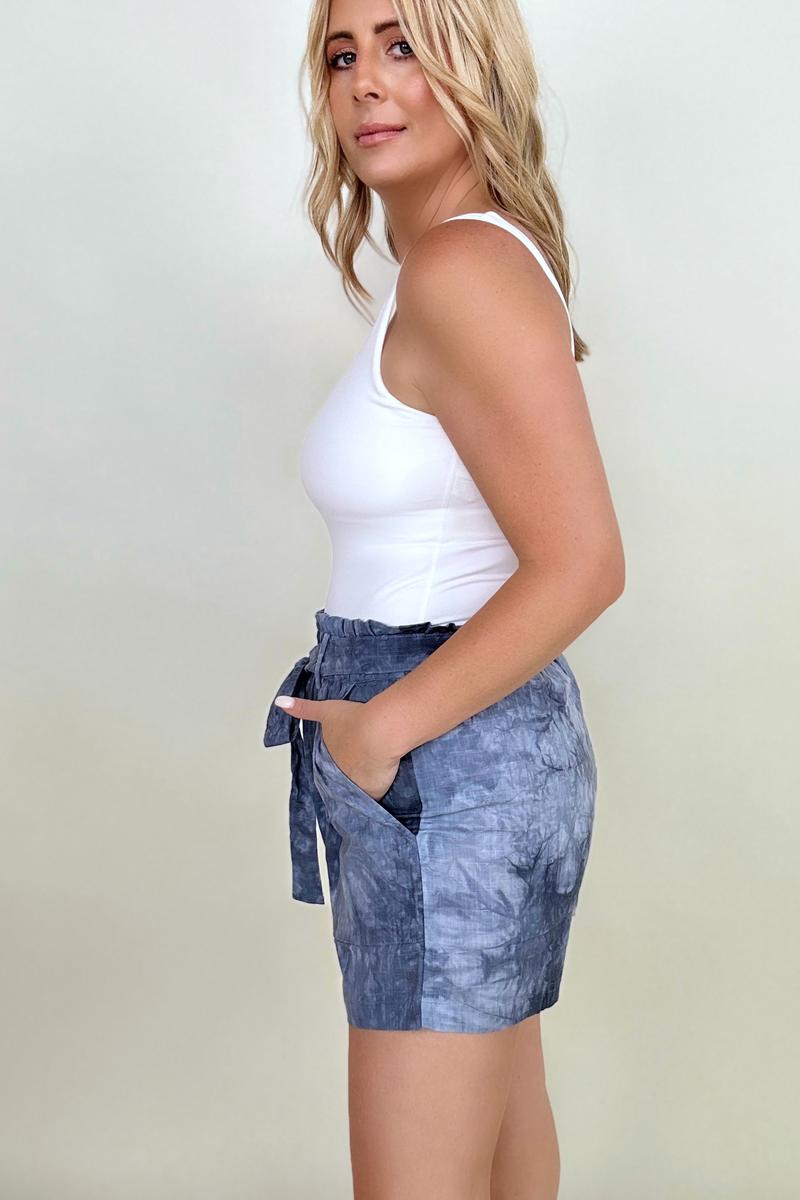 Cotton Bleu Tie Dye Casual Shorts With Belt